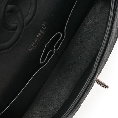 Chanel Matelasse Double Flap 25cm (984in) Chain Shoulder Caviar Skin Black