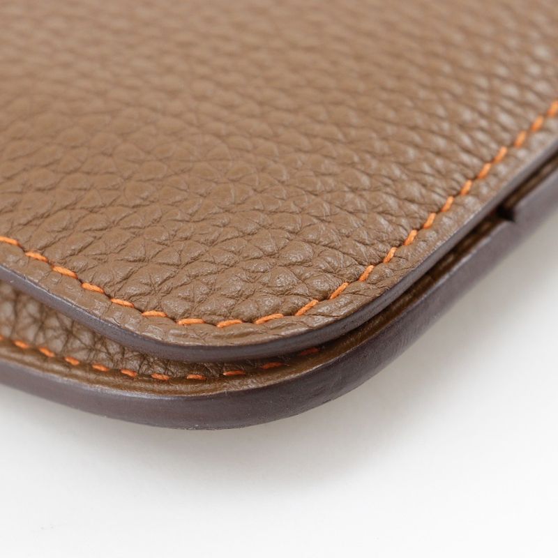 Hermes Dogon Bi-color Togo Brown/orange □M Unisex Long Wallet