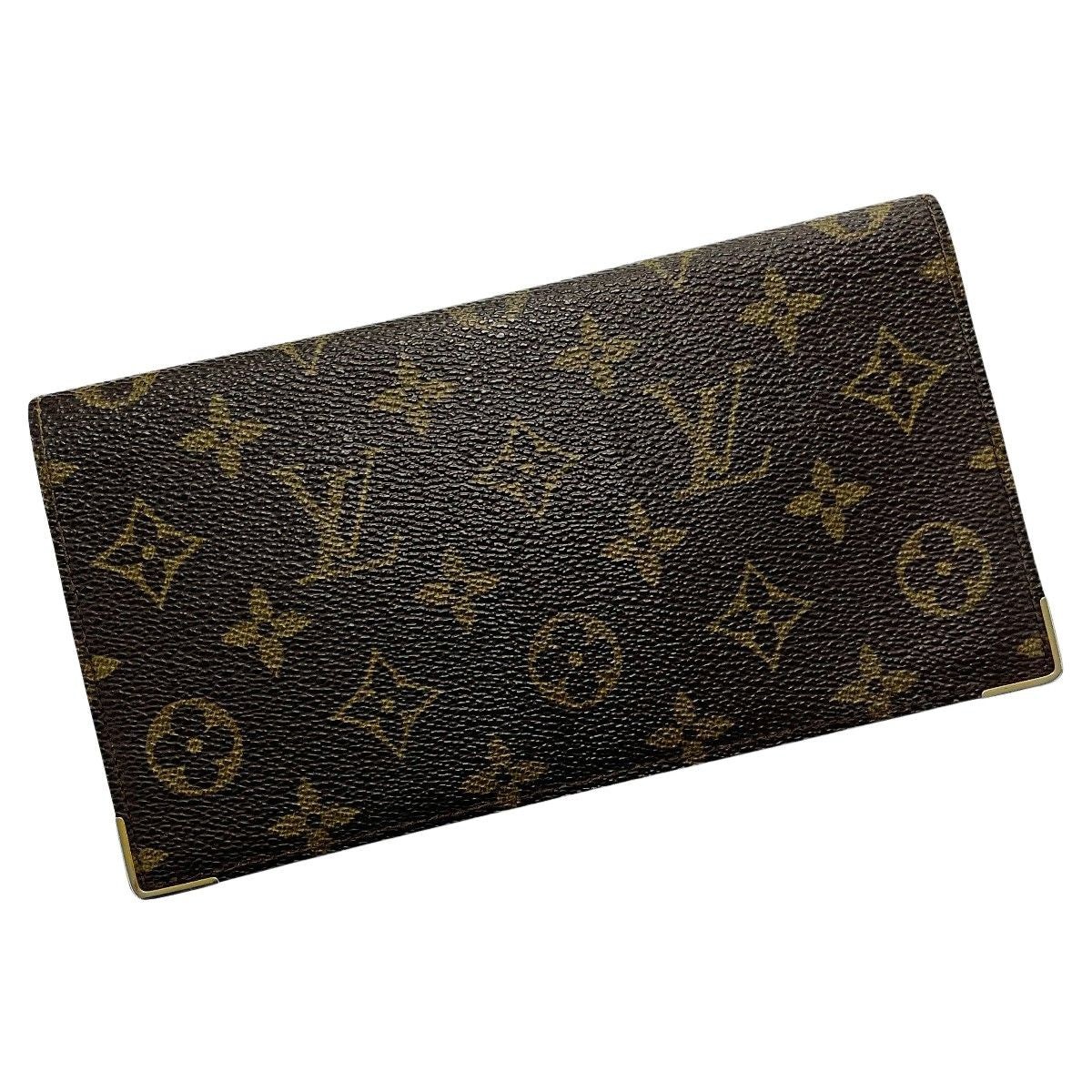 Louis Vuitton Monogram Porto Chequier Double M62223 Brown Long Wallet Unisex