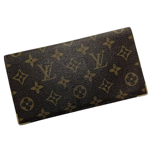 Louis Vuitton Monogram Porto Chequier Double M62223 Brown Long Wallet Unisex