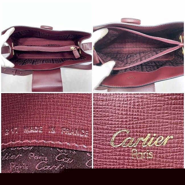 Cartier Shoulder Bag Bordeaux Must Excellent Condition Leather Preowned