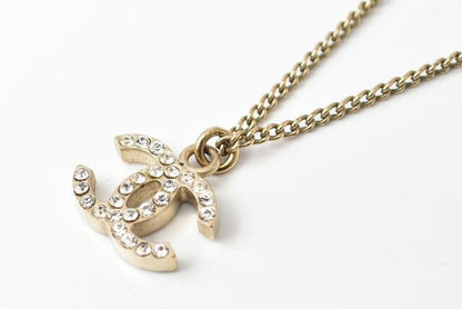 Chanel Necklace Pendant Chanel Coco Mark CC Rhinestone Gold