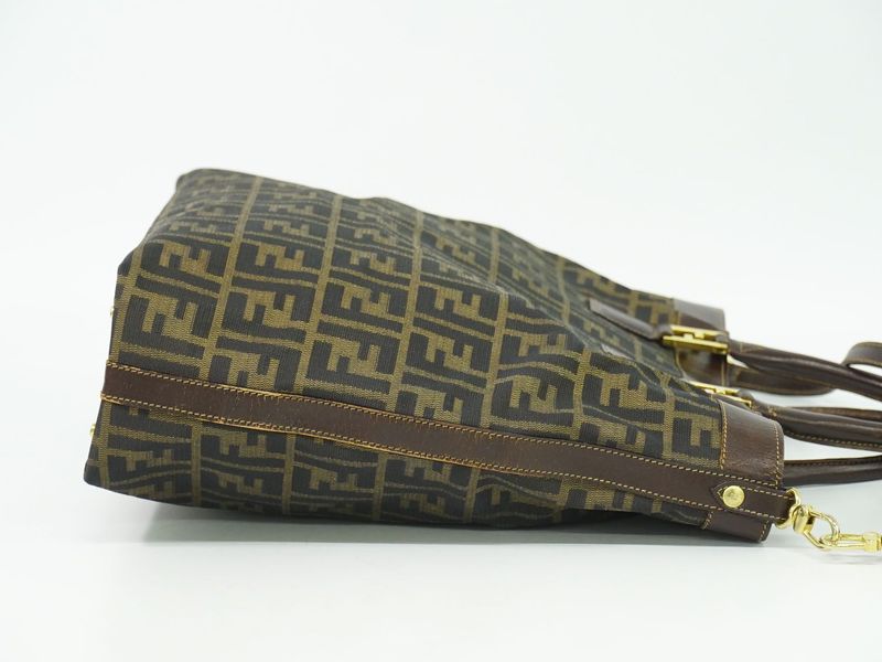 Authentic Fendi Zucca 2WAY Shoulder Bag Handbag Pochette Canvas Brown 15096