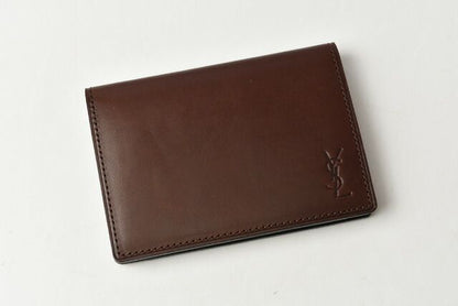 Saint Laurent Card Case Pass Case YSL Saint Laurent Leather Vintage Dark Brown