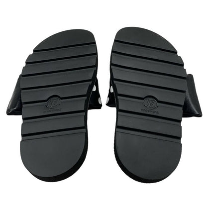 Louis Vuitton Pool Pillow Line Sandals Shoes Satin Black White Flat Sandals Dots