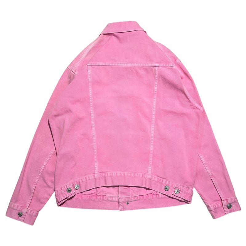 Balenciaga 21ss Front Logo Dyed Pink Denim Jacket 594386 Tew37 32 Pink X Black