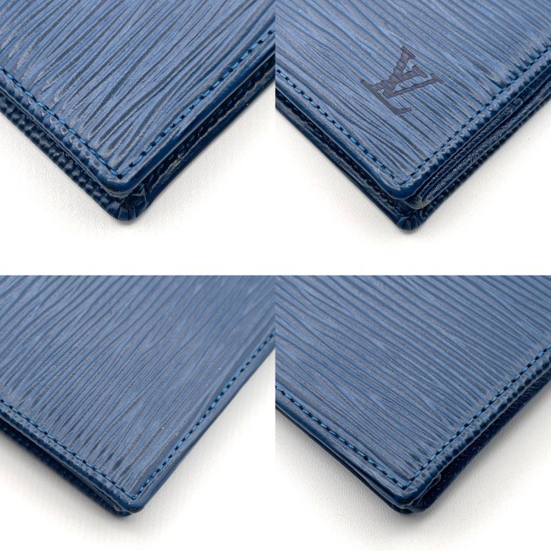 Louis Vuitton Coin Case Coin Case Portmonnais Bois Epi Blue M63695 07bs258
