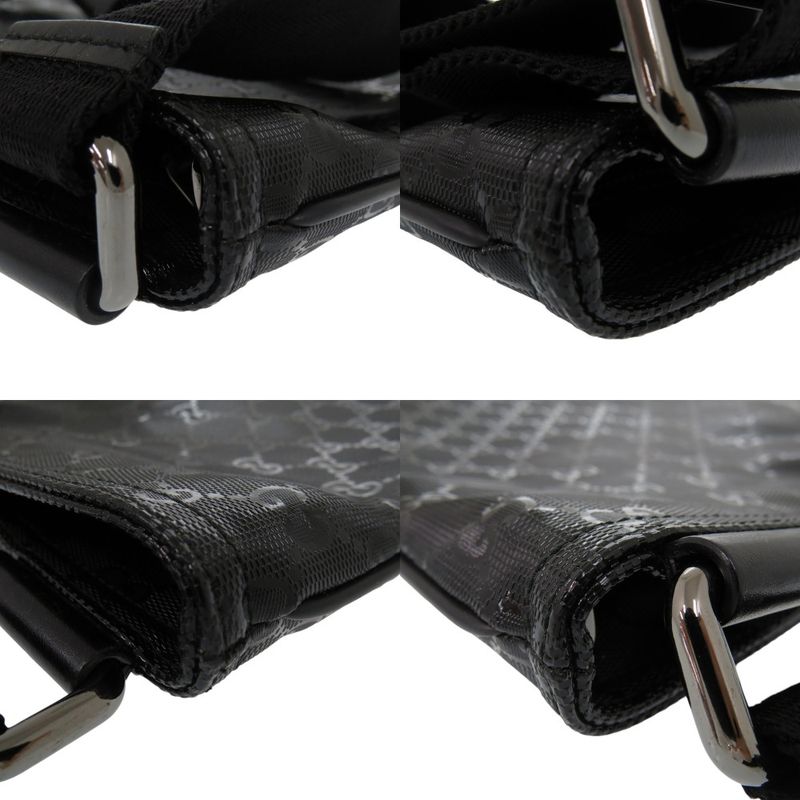 Gucci Imprime 201446 Coated Canvas Leather Black Shoulder Bag Black 1317 Gucci