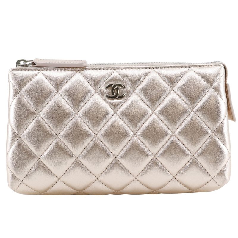 Chanel Matelasse A69259 Lambskin Metallic Pink Women's Pouch