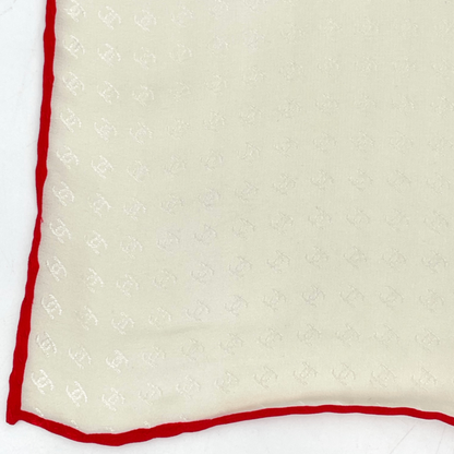 Christian DIOR Coco Mark Scarf Silk Beige And Red