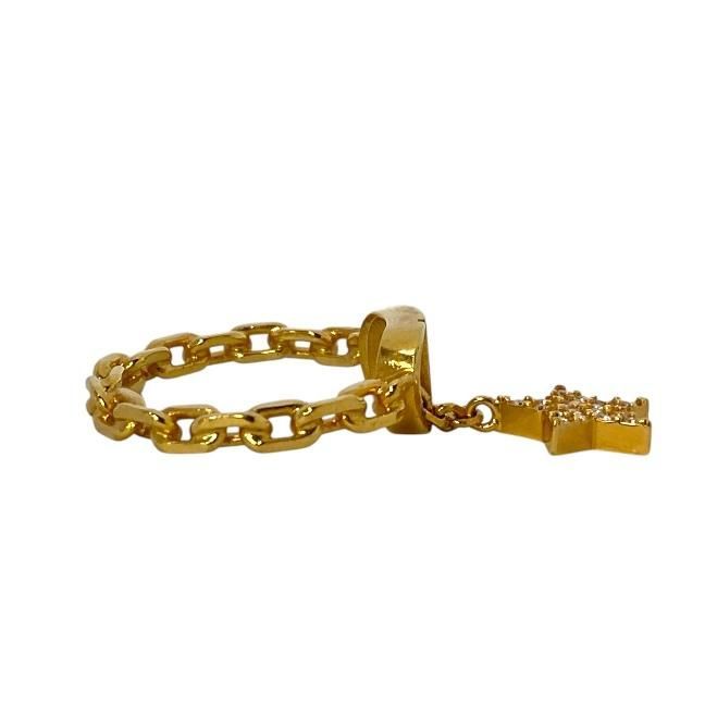 Christian DIOR Petit CD Star Ring Accessories Logo GP Rhinestone Gold [M Approx