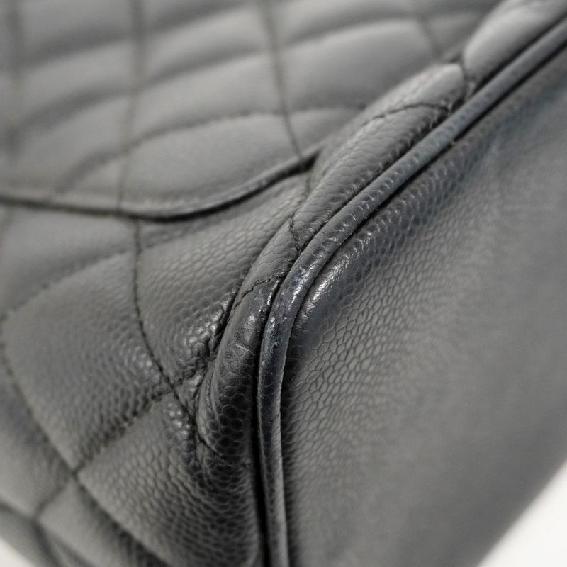 Chanel Tote Bag Revival Tote Caviar Skin Black Silver Hardware Women's