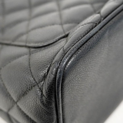 Chanel Tote Bag Revival Tote Caviar Skin Black Silver Hardware Women's