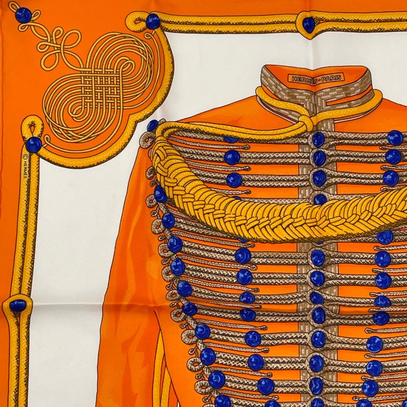 Hermes Brandebourgs Brandenburg Decor Scarf Silk Orange