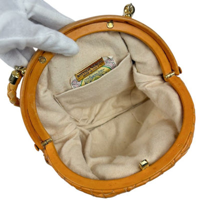 Bottega Veneta Mini Handbag Orange Accessory Pouch Intrecciato Leather Top