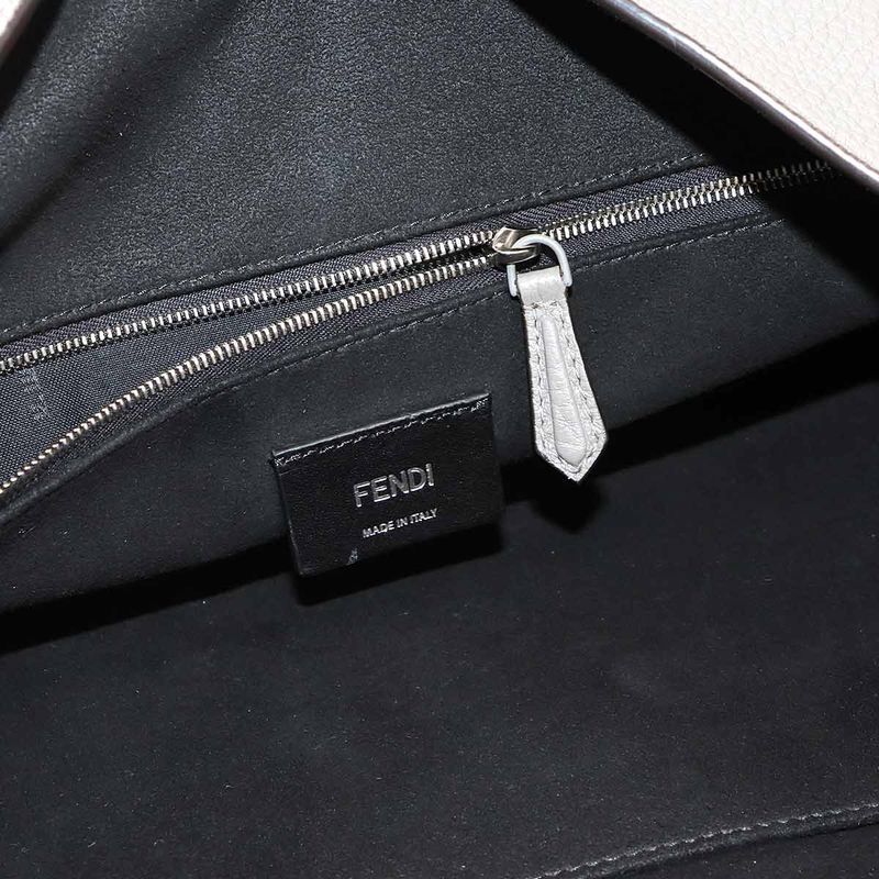 Fendi Baguette Shoulder Messenger Bag Leather Gray 7va536 Silver Hardware