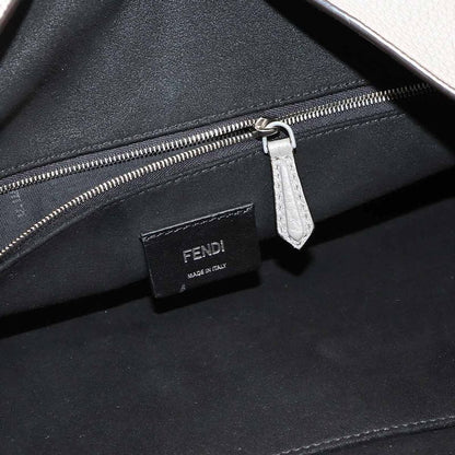 Fendi Baguette Shoulder Messenger Bag Leather Gray 7va536 Silver Hardware