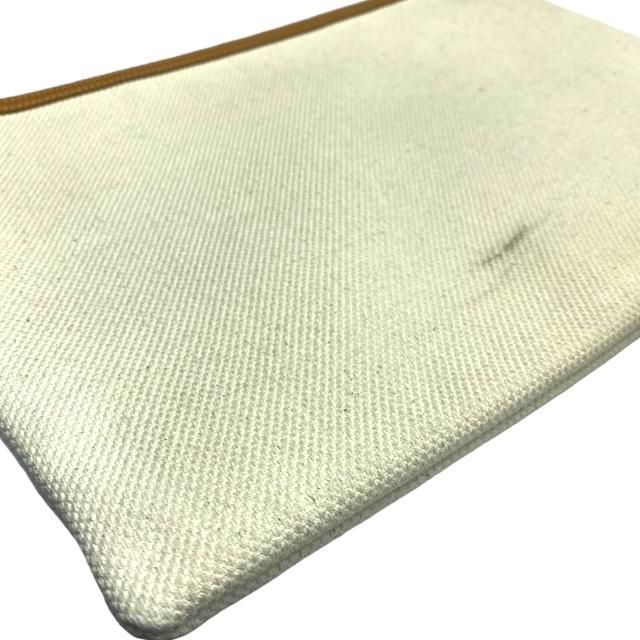 Celine Clutch Bag Second Bag Large Pouch Handbag Logo Canvas Leather Ivory