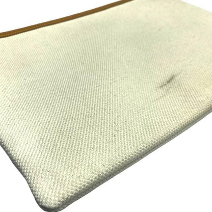 Celine Clutch Bag Second Bag Large Pouch Handbag Logo Canvas Leather Ivory