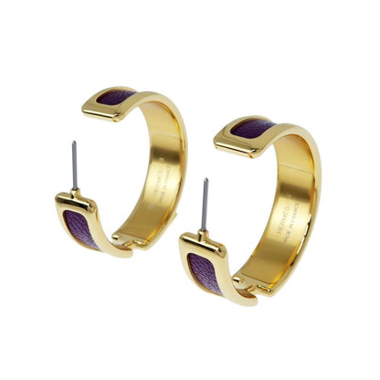 Hermes Earrings Olympe Anemone Gold Hardware Purple Pair Of Accessories