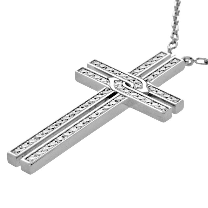 Cartier Cross Necklace With Diamonds 18K White Gold 52g