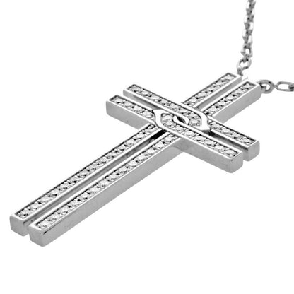 Cartier Cross Necklace With Diamonds 18K White Gold 52g