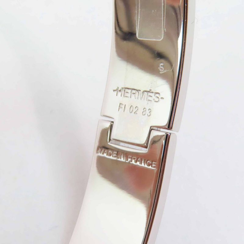 Hermes Quick H PM Quick HH Fan Bangle Bracelet Metal Orange Silver Made In