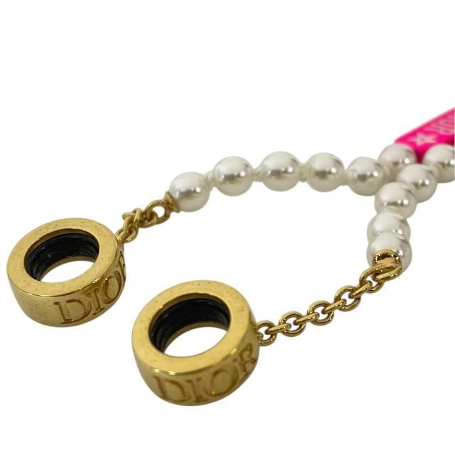 Christian DIOR Airpods Holder Necklace Airpods Holder Chain Logo Faux Pearl GP