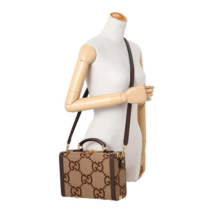 Gucci Shoulder Bag Jumbo GG Canvas Camel/ebony