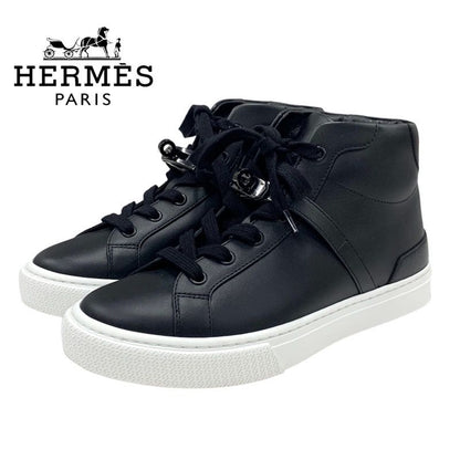 Hermes Daydream Sneakers Shoes Leather Black Kelly Hardware High Cut Sneakers