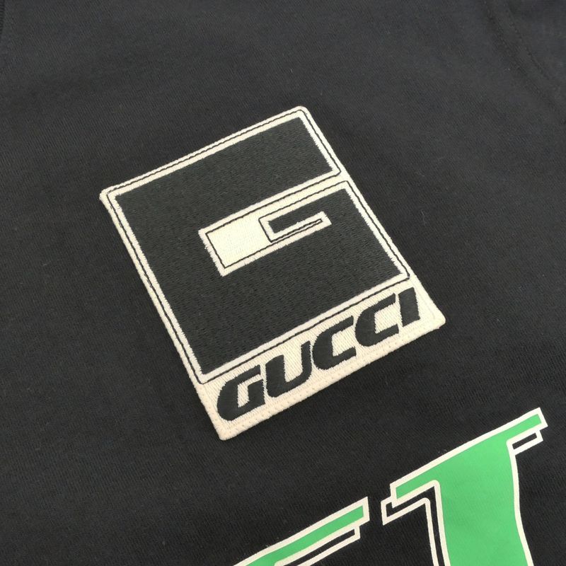 Gucci Layered Logo Long Sleeve T-shirt M Size Black Patch Sequin Long