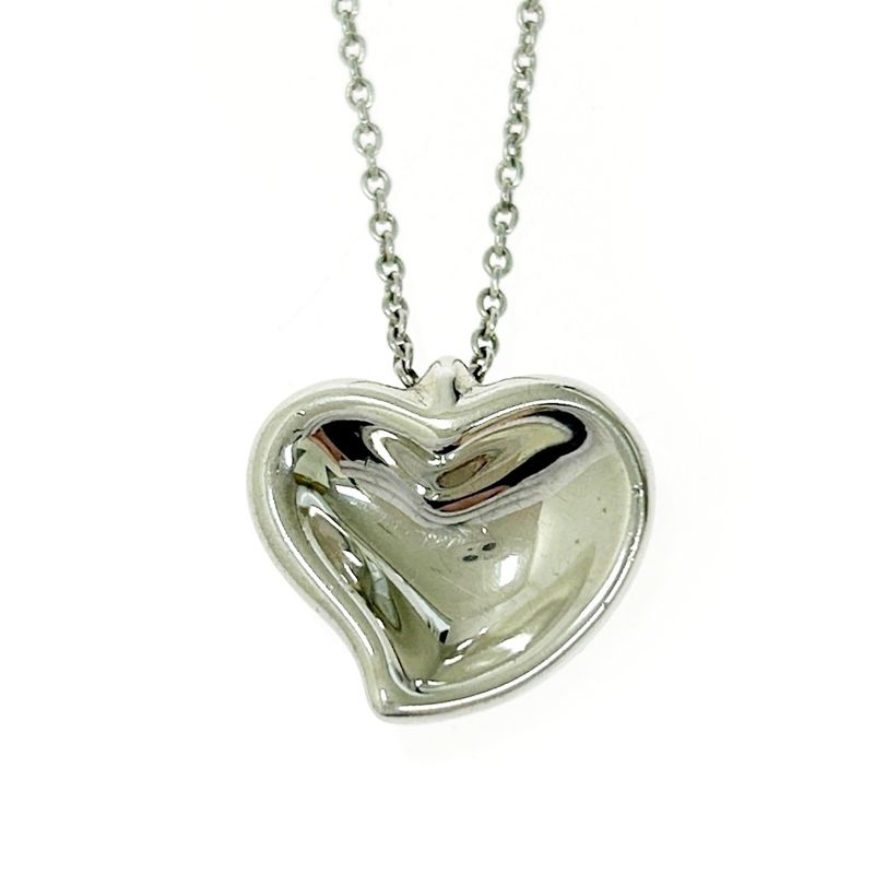 Tiffany & Co Silver Curved Heart Necklace 4.3g 925 Engraved 440341 Necklace