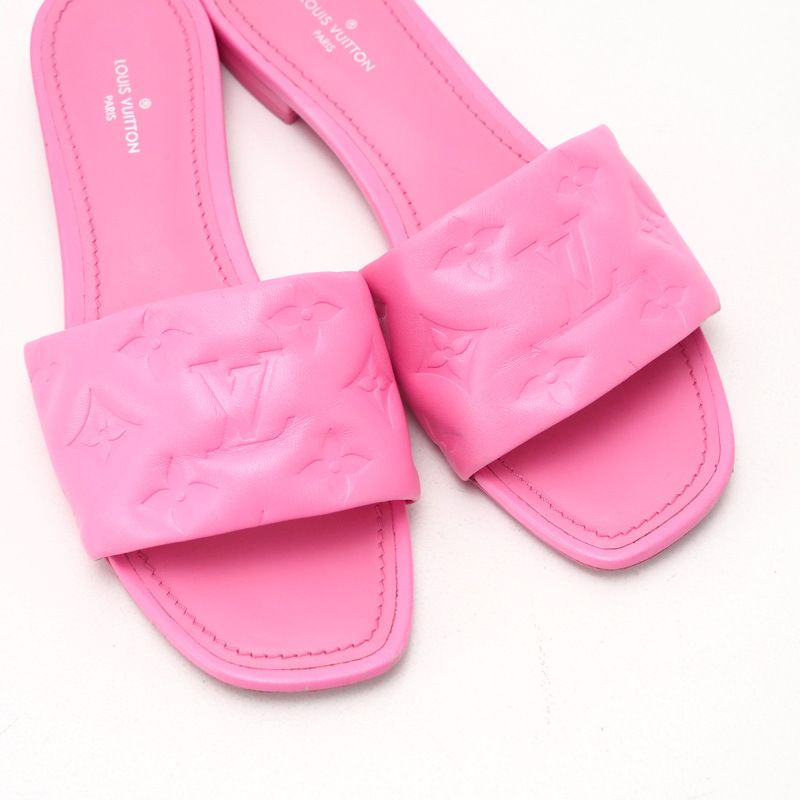 Louis Vuitton Revival Line Sandals Size 36 LV Monogram Logo Square Toe Made In