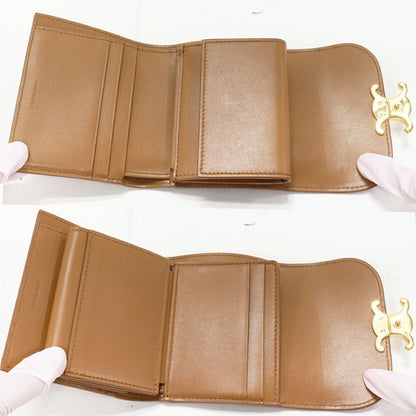 Celine Triomphe Small Flap Wallet With Coin Purse Shiny Calfskin Bronze Gold
