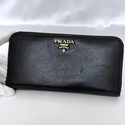 Prada Round Zipper Long Wallet Black NERO 1ml506 Wallet