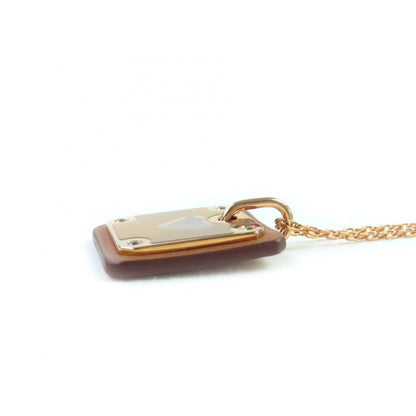 Hermes Asdecourt Heart Necklace Pink Gold Brown Stamped Z With Box And Storage
