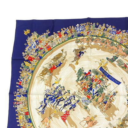 Hermes Carre 90 Cirque Molier Molie Circus Scarf Silk Navy
