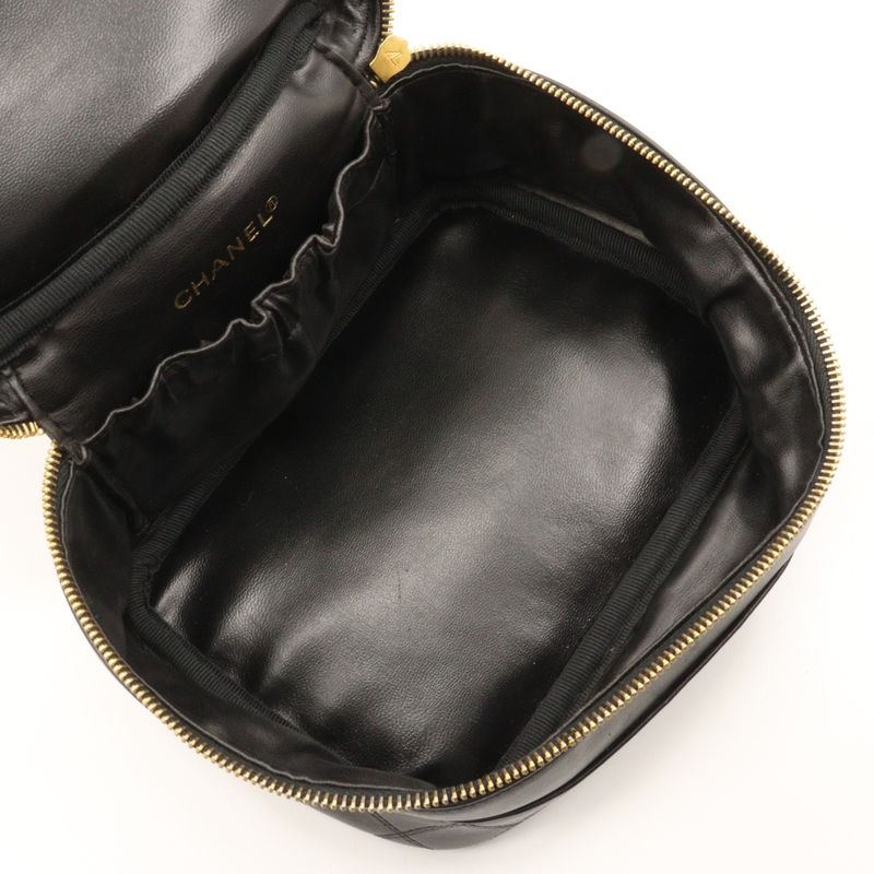 Chanel Vanity Bicolore Handbag Lambskin Black Ladies Pouch