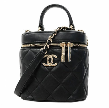 Chanel Vanity Bag Matelasse Lambskin Black Chien Pan Gold Hardware 2way Bag