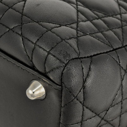 Dior Lady Dior Cannage Handbag Lambskin Black Silver Hardware