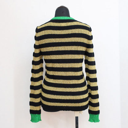 Gucci Knit Sweater - Black X Gold Border - Size XS Embroidery Tops