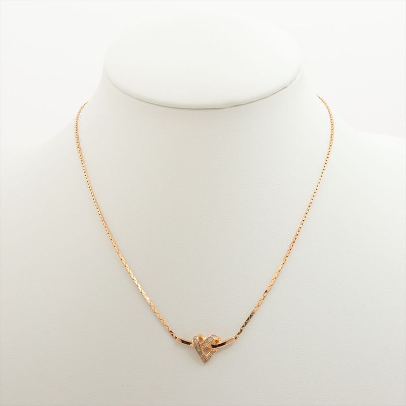 Christian DIOR Heart Necklace GP With Rhinestones Gold