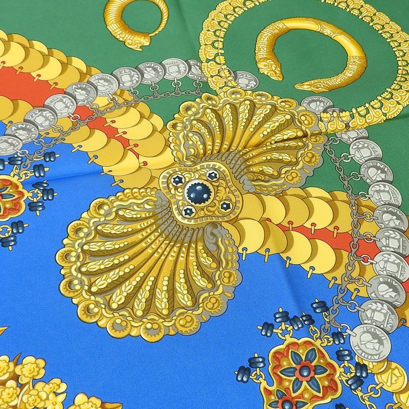 Hermes Scarf Carre 90 Silk 100% Kosmima Universe Blue Green Red Women Hermes