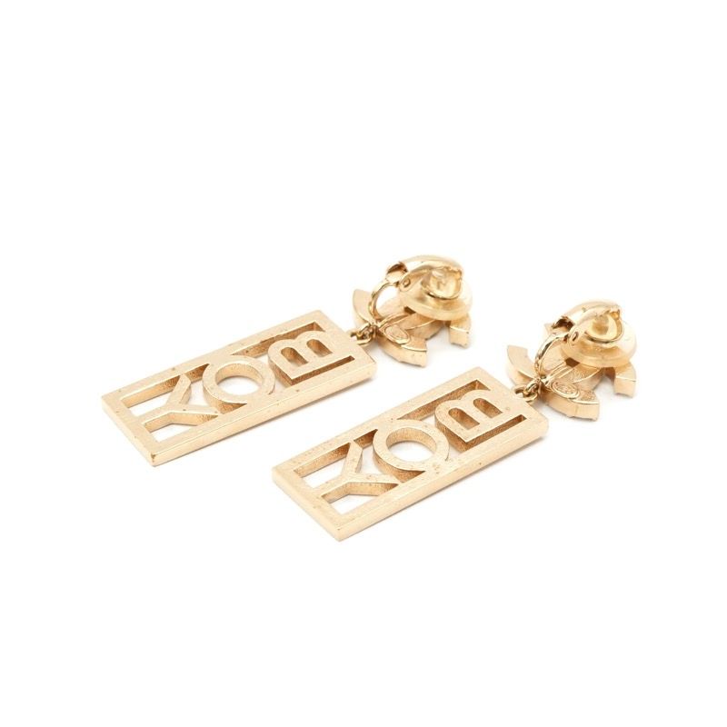 Chanel Earrings Earring Gold Coco Mark BOY Rhinestone
