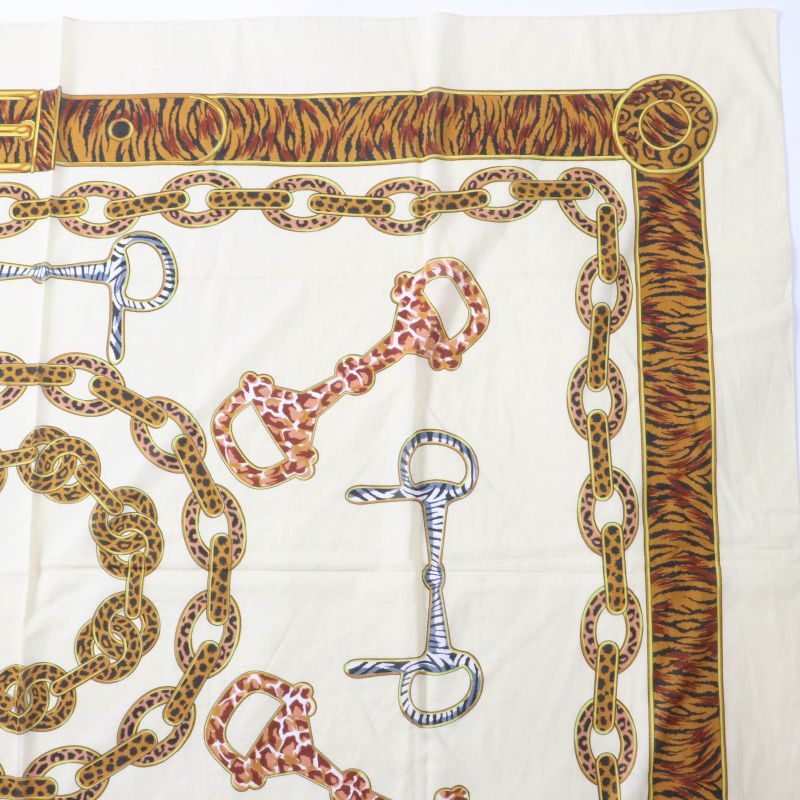 Gucci Vintage 100% Cotton Animal Print Horsebit Large Shawl Scarf Brown Made In