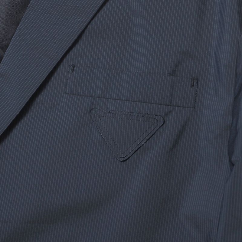 Prada G8240 Tailored Jacket Size 54R Stripe 2B Bleather Single Jacket Triangular