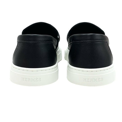 Hermes Game Sneakers Shoes Leather Black Silver Unused Slip-on Kelly Hardware