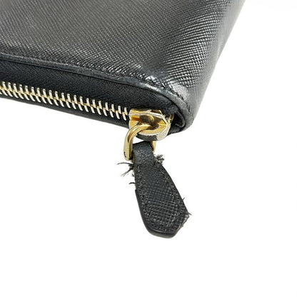 Prada Long Wallet - 1m0506 Black Round Zipper Leather
