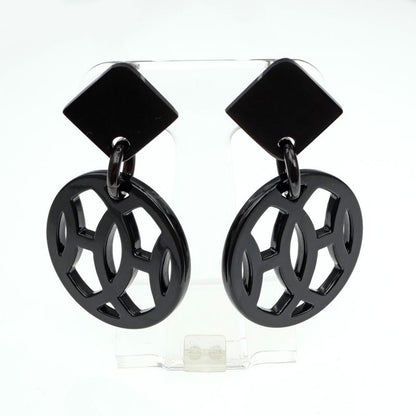 Hermes Earrings Ava Buffalo-horn Black HAVA Silver-hardware Accessories-