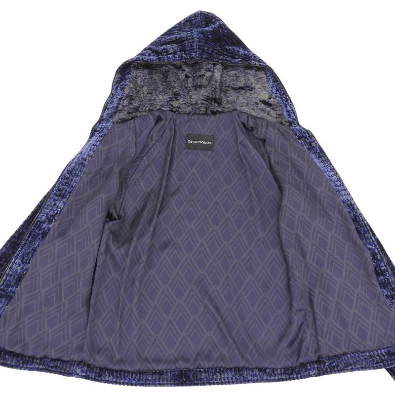 Emporio Armani Velour W Zip Up Hoodie Navy 44 Made In Bulgaria Men's